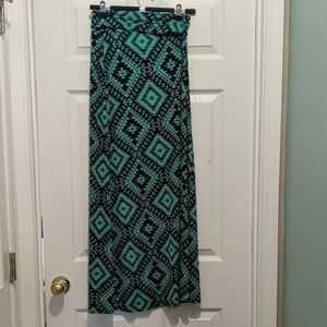 Tovia  aztec sea green and black  print skirt Sz M
